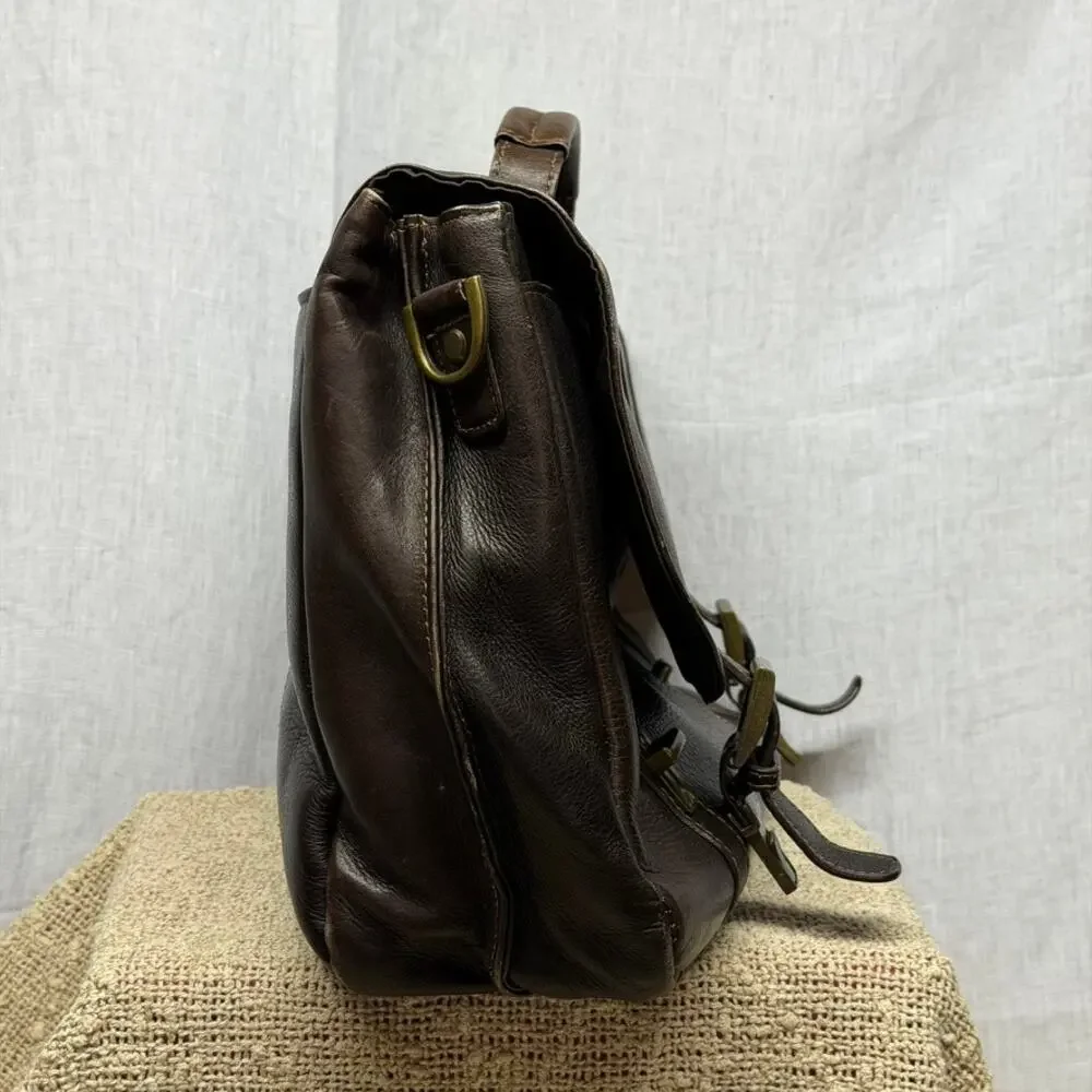 Samsonite Classic Leather Flapover Briefcase Messenger Bag Espresso Brown